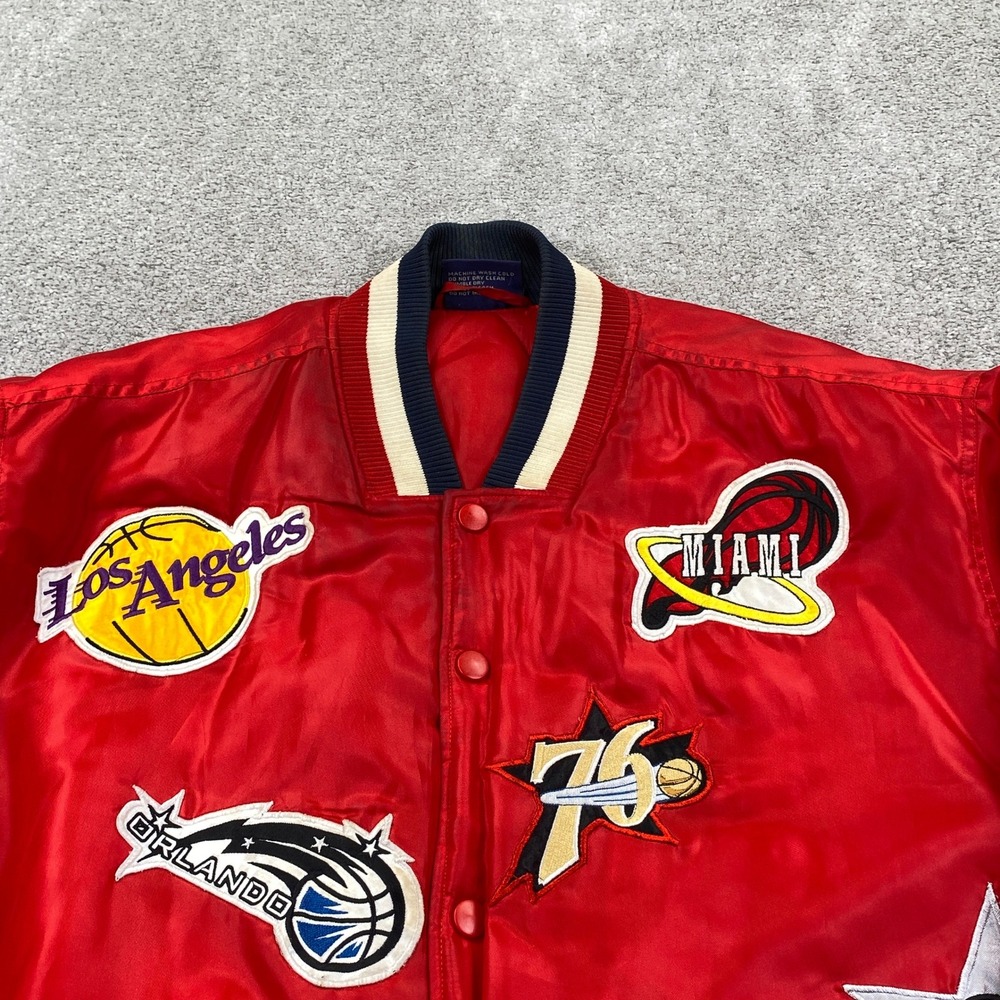 VTG 2003 NBA Basketball All Star Red Bomber Jacket 2XL Patches Los Angeles Miami - Picture 3 of 9